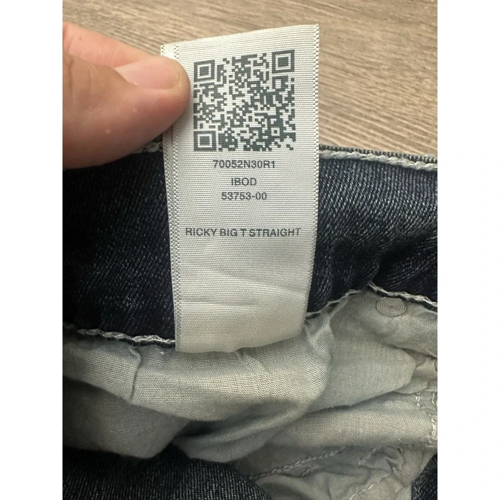 True Religion Ricky Flap Mens 34x28 Jeans Thick Stitches Jeans Relaxed Straight